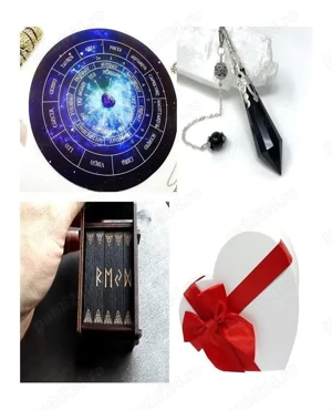 Cutie cadou set Placa pendul - Astrologie ,Reiki+pendul+un set de rune cadou