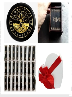 Cutie cadou set Placa pendul - Astrologie ,Reiki+pendul+un set de rune cadou - imagine 2
