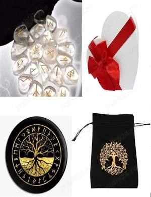 Cutie cadou set rune ametist.cuart roz.carneol.jasp rosu+ placa divinatie cadou+Set 7 chakre  - imagine 3