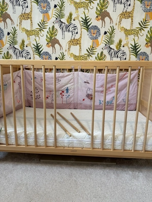 Pat sugari bebe copii 2 in 1 lemn pe role - imagine 5