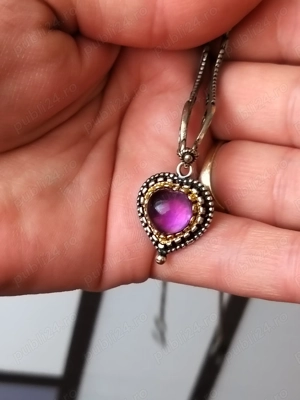 Colier vechi din argint cu Ametist natural 