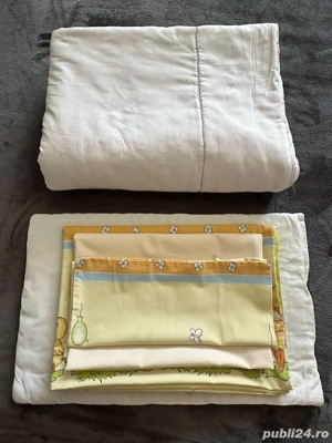 lenjerie patut bebe: paturica, pernă, husa de pilotă, față de pernă