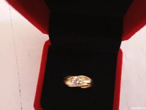 inel au-18 k cu piatra alba zirconiu  - imagine 2