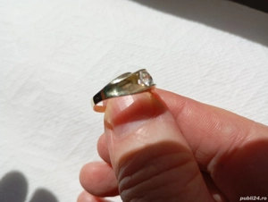 inel au-18 k cu piatra alba zirconiu  - imagine 3