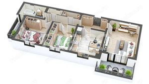 Apartament 82 mpu 3 camere decomandate 2 bai 2 balcoane in Sibiu - imagine 4