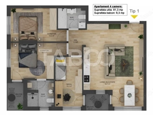 COMISION 0% Apartament 4 camere 81 mpu LOC PARCARE zona Doamna Stanca - imagine 2