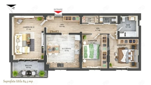 Apartament 84 mpu 3 camere decomandate 2 bai balcon Sibiu COMISION 0% - imagine 3