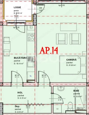 Garsoniera decomandata de vanzare 47 mpu logie loc de parcare Selimbar - imagine 2
