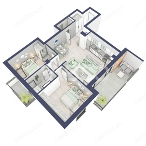 Apartament 3 camere 2 bai etaj 2 bloc cu lift zona de case in Turnisor - imagine 9
