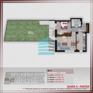 2 camere cu Gradina 54 Mp, Titan -Pallady - imagine 2