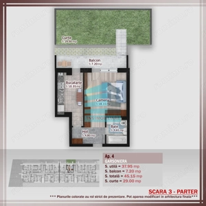 Garsoniera cu Gradina 29 Mp,Imobil P+3, Titan -Pallady,Metrou