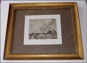 JOHAN B. JONGKIND (1819-1891), gravura   mezzotinta - LUCRARE  SUPERBA