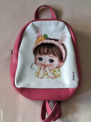 Fetita-Iepuras-Rucsac gradinita-piele naturala-captusit-pentru fete-NOU!  - imagine 3