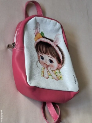 Fetita-Iepuras-Rucsac gradinita-piele naturala-captusit-pentru fete-NOU!  - imagine 4