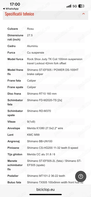 Bicicleta merida MTB Big Seven roti de 27,5 nouă 
