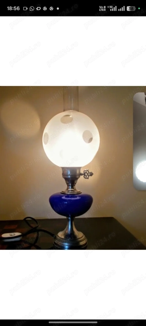 Veioza argint cu opalina antika