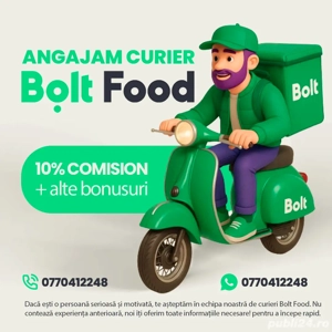 Angajăm Curieri   Bolt, Glovo, Wolt | Plata saptamanala