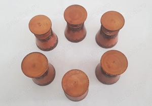 Set de 6 Cupe din lemn strunjite pirogravate pictate & lacuite manual - imagine 3