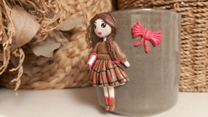 Cadou pentru fetite, sotie iubita cana papusa handmade - imagine 3