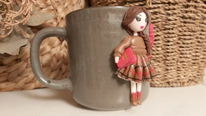 Cadou pentru fetite, sotie iubita cana papusa handmade - imagine 2