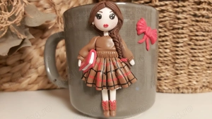 Cadou pentru fetite, sotie iubita cana papusa handmade