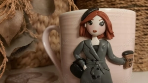 Cadou pentru sotie iubita cana papusa coffee handmade