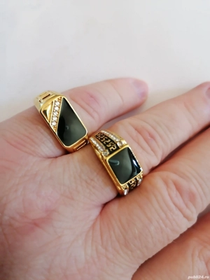 Inel placat cu aur 18k _inel clasic la moda unusex - imagine 2