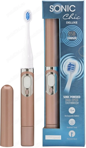  Periuta dinti electrica SONIC Chic Deluxe Rechargeable Travel Toothbrush, Rose Gold 