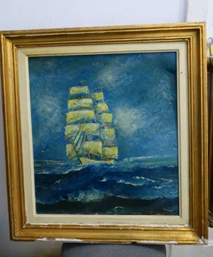 Nicolae Savopol (1905-1982) Tablou Marina - BRICUL MIRCEA 70 50cm Ulei pe Carton