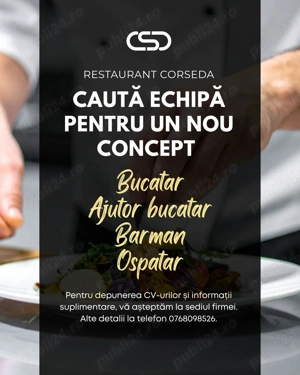 Restaurant  Corseda  Tecuci  angajeaza: 