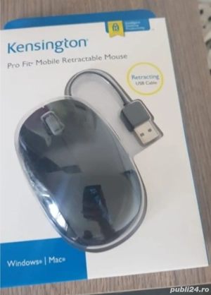 Mouse optic cu cablu retractabil in corpul mouse-ului