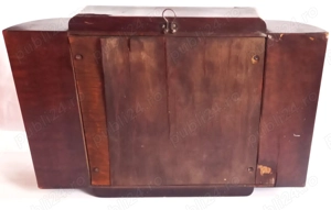 vechi ceas german mecanic, carcasă din lemn - imagine 4