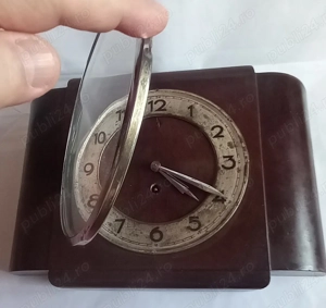 vechi ceas german mecanic, carcasă din lemn - imagine 3