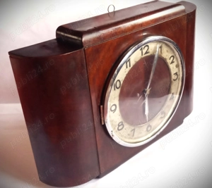 vechi ceas german mecanic, carcasă din lemn - imagine 2