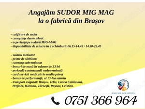 Angajăm Sudor MIG MAG