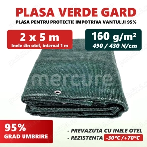 Plasa verde cu inele 2 x 5 m, 160 g