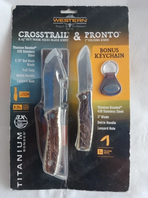 Set de 2 cut1te Western de Wanatoare din titanium cu breloc de chei calitate din SUA firma Camillus