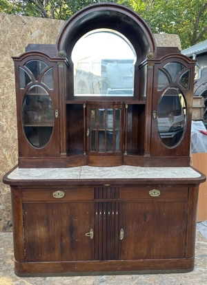 Bufet Vitrina ArtDeco interbelica anii '40; Biblioteca cu marmura