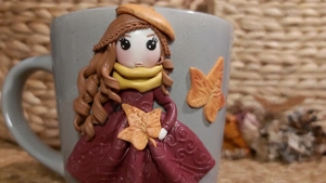 Cadou pentru fetite, sotie iubita cana papusa handmade - imagine 2