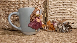 Cadou pentru fetite, sotie iubita cana papusa handmade - imagine 4