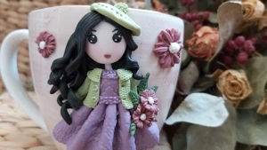 Cadou pentru sotie iubita cana papusa bruneta