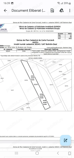 Terenuri de vanzare in Com.Bolintin Deal Sat Mihai Voda