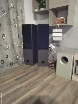 Sistem audio Yamaha cu boxe Sony și subwoofer activ Canton