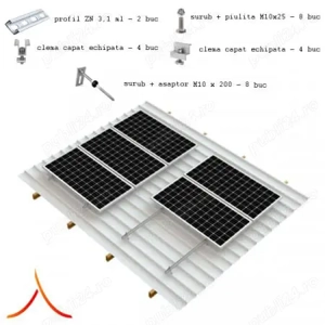 Kit structura montaj panouri fotovoltaice acoperis metalic