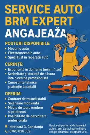  brm service, își mareste echipa, angajam mecanic, auto,si electrician auto