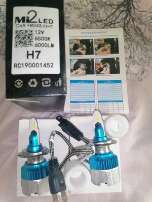 Set 2 bec far LED uri Auto  H7, 40w, 12 - 24v 4000 Lumeni,  6500K, AUTO 49 ron - imagine 4