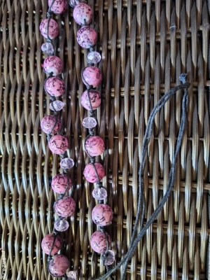 Sirag margele din piatra si sticla fatetata-pe snur