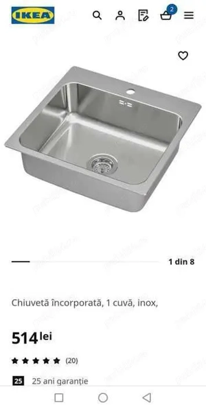 Chiuveta noua ikea inox bucătărie, cel mai gros si solid inox!  - imagine 2