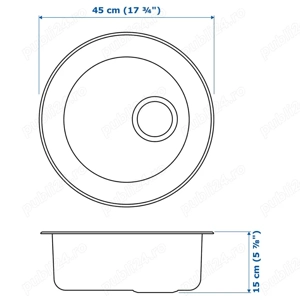 Chiuveta rotunda ikea inox perfecta ca dimensiuni, noua ca din raft, garnitura etanșare blat inclusa - imagine 3