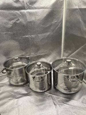 Set 3 oale inox Royalty Line RL-SP2, cu capace, 6.8L, 8.8L, 10.6L   299 lei